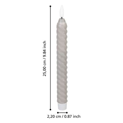 Eglo - CONJUNTO 2x Velas LED LED/1xAAA 25 cm cinzento