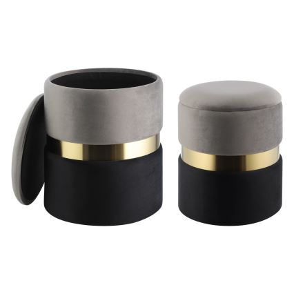 Eglo - CONJUNTO 2x Pufes diâmetro 31,5/36 cm cinzento/preto/dourado