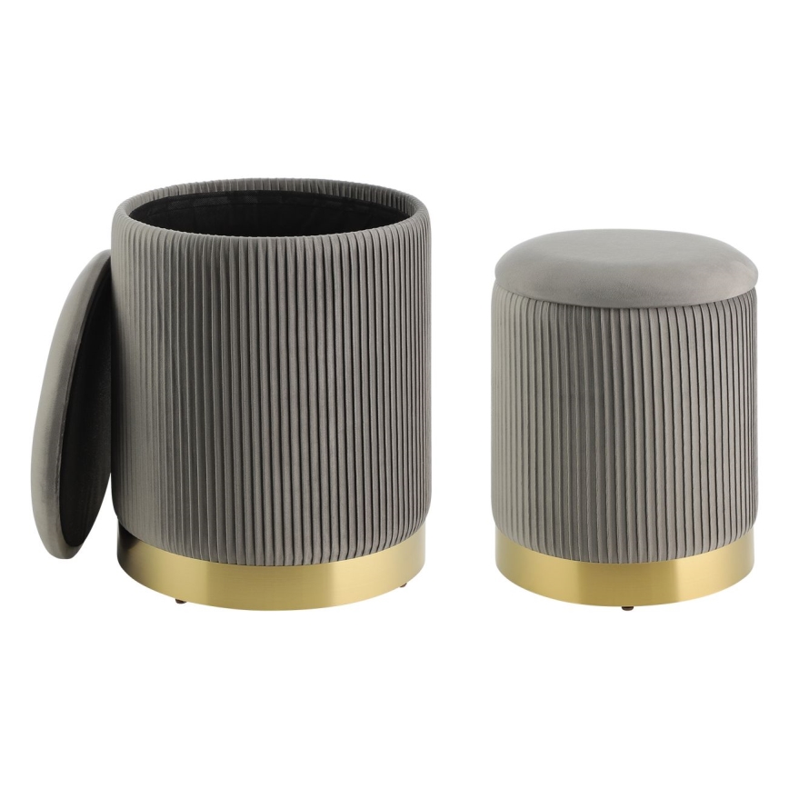 Eglo - CONJUNTO 2x Pufes diâmetro 31,5/36 cm cinzento/dourado