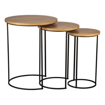 Eglo 424053 - Conjunto de 3 mesas de apoio TOWADA castanho/preto