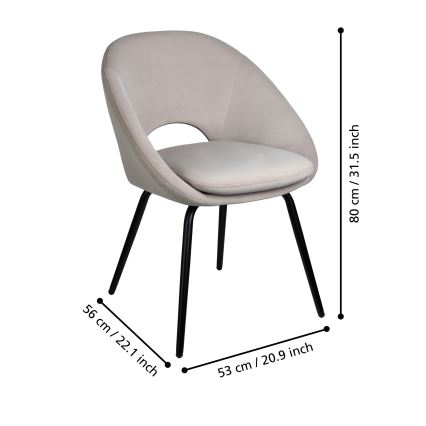 Eglo - Cadeira de jantar 80x56 cm cinza