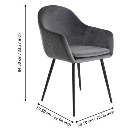 Eglo - Cadeira de jantar 87,5x58,5 cm cinzenta