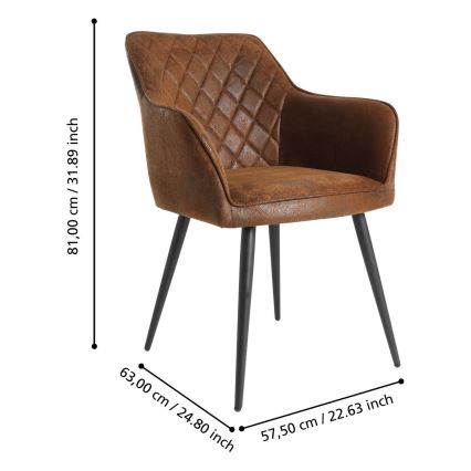 Eglo - Cadeira de jantar 81,5x63 cm castanha