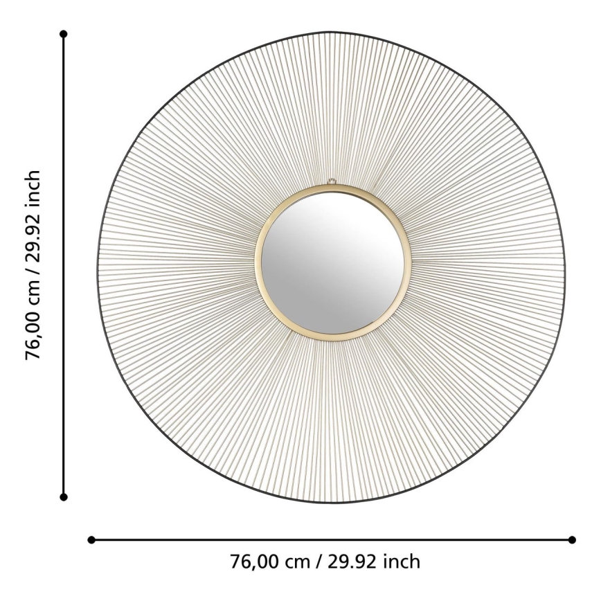 Eglo - Espelho de parede diâmetro 76 cm dourado/preto