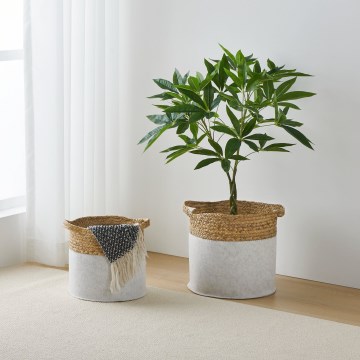 Eglo 426584 - Pack de 2 cestos decorativos NANAE 30x31 cm branco/bege