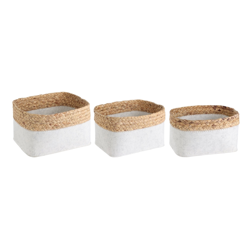 Eglo 426585 - Conjunto de 3 cestos decorativos NANAE 16x27 cm branco/bege