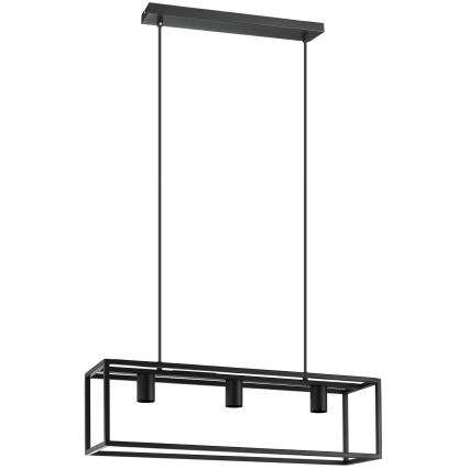 Eglo 43032 - Candeeiro suspenso ELDRICK 3xE27/40W/230V preto