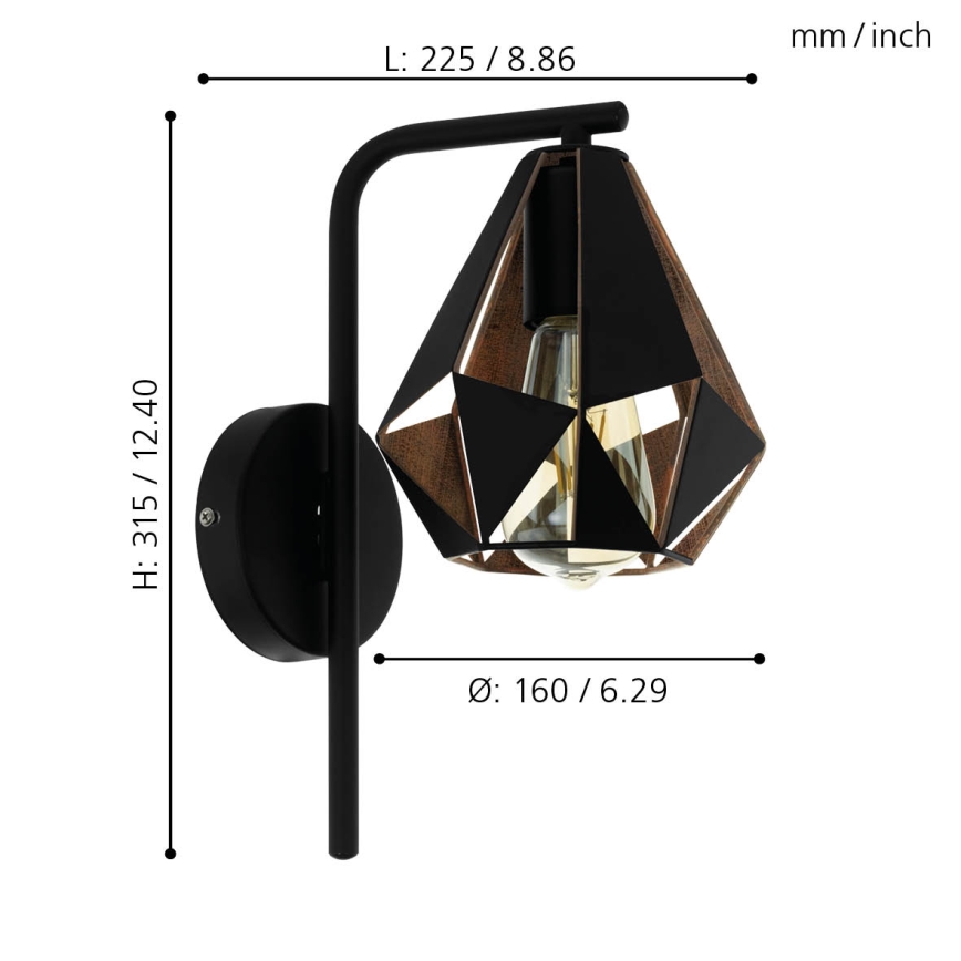 Eglo - Luz de parede 1xE27/60W/230V