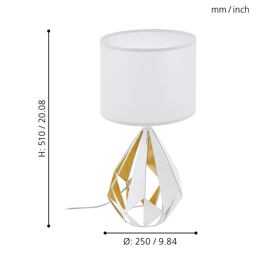 Eglo 43078 - Lâmpada de mesa CARLTON 1xE27/60W/230V