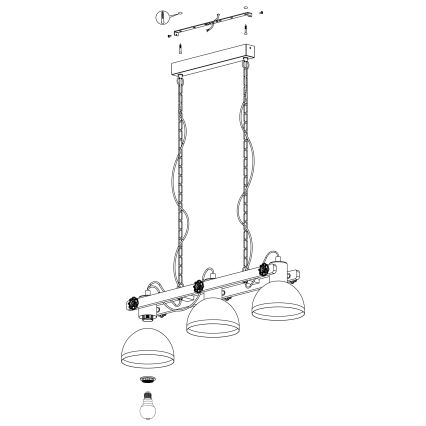 Eglo - Candelabro numa corrente 3xE27/28W/230V