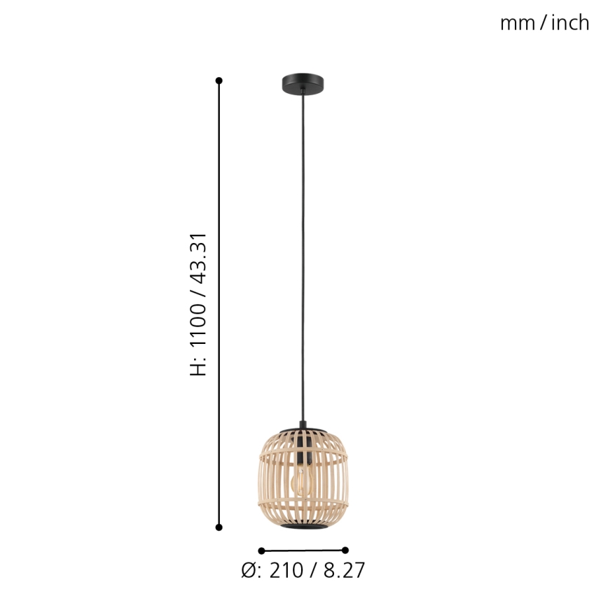 Eglo 43231 - Candelabro num fio BORDESLEY 1xE27/28W/230V diâmetro 210mm