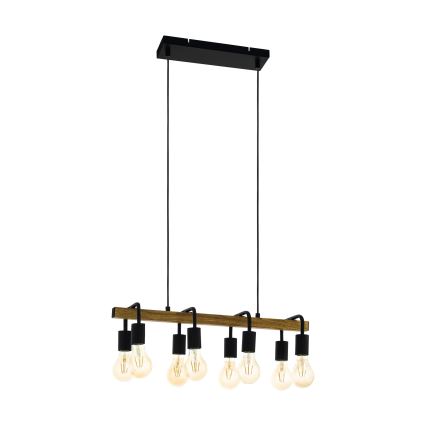Eglo 43316 - Lustre suspenso por cabo ERRIBERA 8xE27/40W/230V carvalho/preto