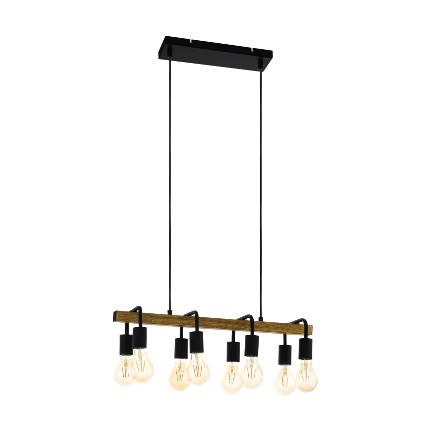 Eglo 43316 - Lustre suspenso por cabo ERRIBERA 8xE27/40W/230V carvalho/preto