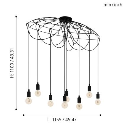 Eglo - Candelabro num fio 8xE27/40W/230V
