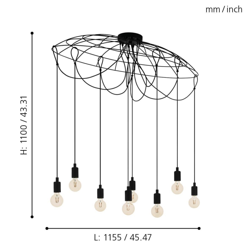 Eglo - Candelabro num fio 8xE27/40W/230V