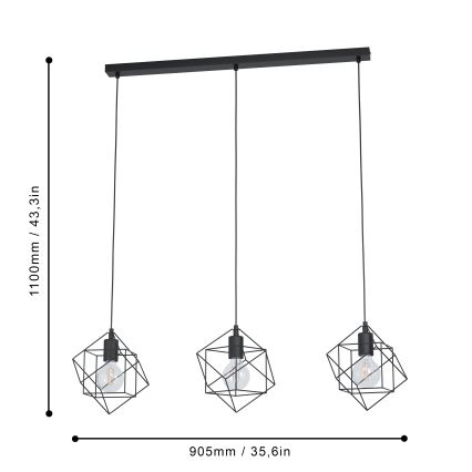Eglo - Candelabro num fio 3xE27/60W/230V