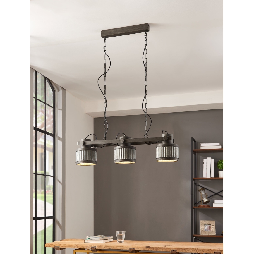 Eglo 43447 - Lustre pendente com corrente TURROCK, 3x E27/28W/230V