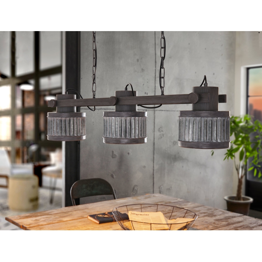 Eglo 43447 - Lustre pendente com corrente TURROCK, 3x E27/28W/230V