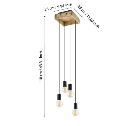 Eglo - Candelabro suspenso 4xE27/40W/230V