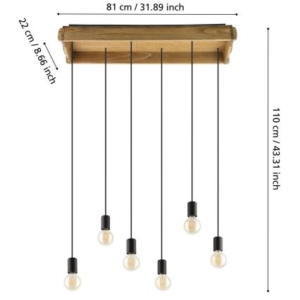 Eglo - Candelabro suspenso 6xE27/40W/230V