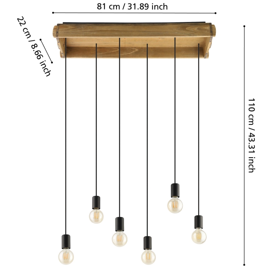 Eglo - Candelabro suspenso 6xE27/40W/230V