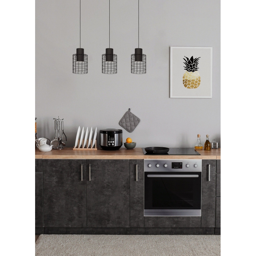 Eglo - Candelabro suspenso 3xE27/40W/230V preto