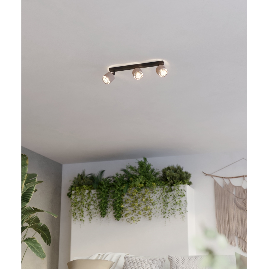 Eglo - Iluminação de parede 3xE14/40W/230V preto/bege