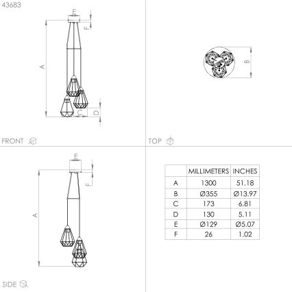 Eglo - Candelabro suspenso 3xE27/60W/230V