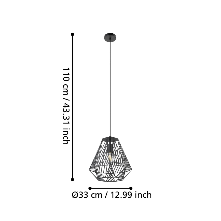 Eglo - Candelabro suspenso 1xE27/40W/230V preto