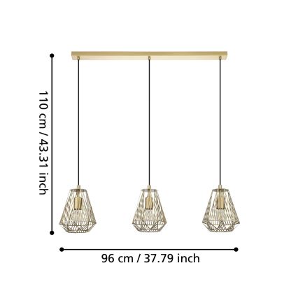 Eglo - Candelabro suspenso 1xE27/40W/230V dourado
