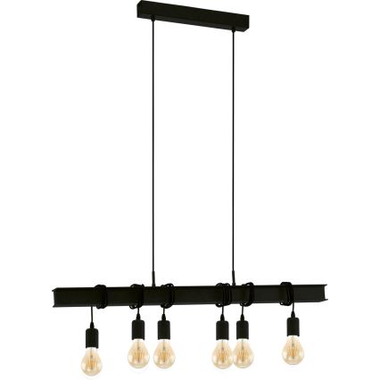 Eglo 43712 - Candeeiro suspenso TOWNSHEND 6xE27/60W/230V preto