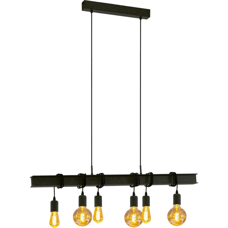 Eglo 43712 - Candeeiro suspenso TOWNSHEND 6xE27/60W/230V preto