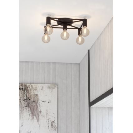 Eglo - Iluminação de teto 5xE27/40W/230V preto