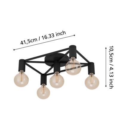 Eglo - Iluminação de teto 5xE27/40W/230V preto