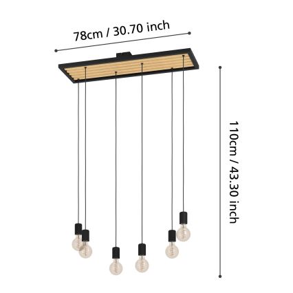 Eglo - Candeeiro suspenso 6xE27/40W/230V