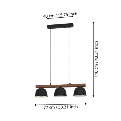 Eglo - Candelabro suspenso 3xE27/40W/230V