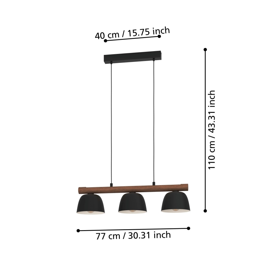 Eglo - Candelabro suspenso 3xE27/40W/230V