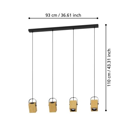 Eglo - Candelabro suspenso LED 4xGU10/3W/230V