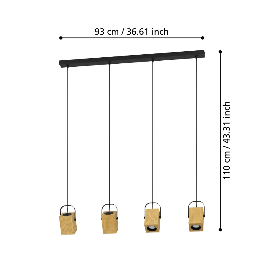 Eglo - Candelabro suspenso LED 4xGU10/3W/230V