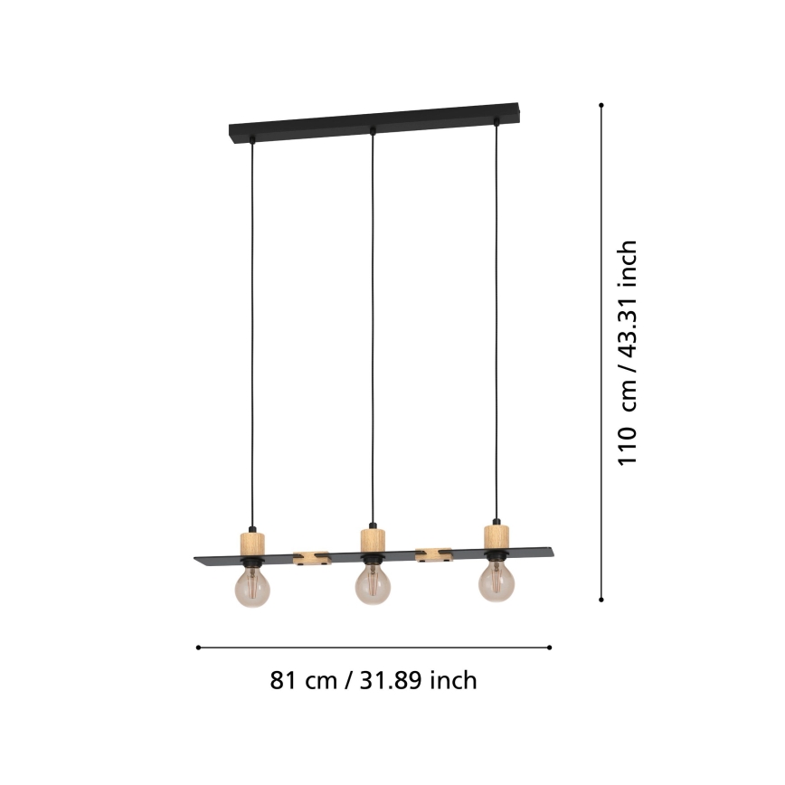 Eglo - Candelabro suspenso 3xE27/40W/230V