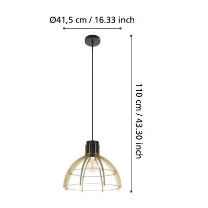 Eglo - Candeeiro suspenso 1xE27/40W/230V dourado