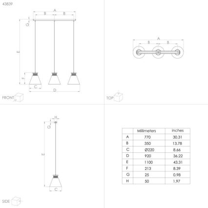 Eglo - Candelabro suspenso 3xE27/40W/230V