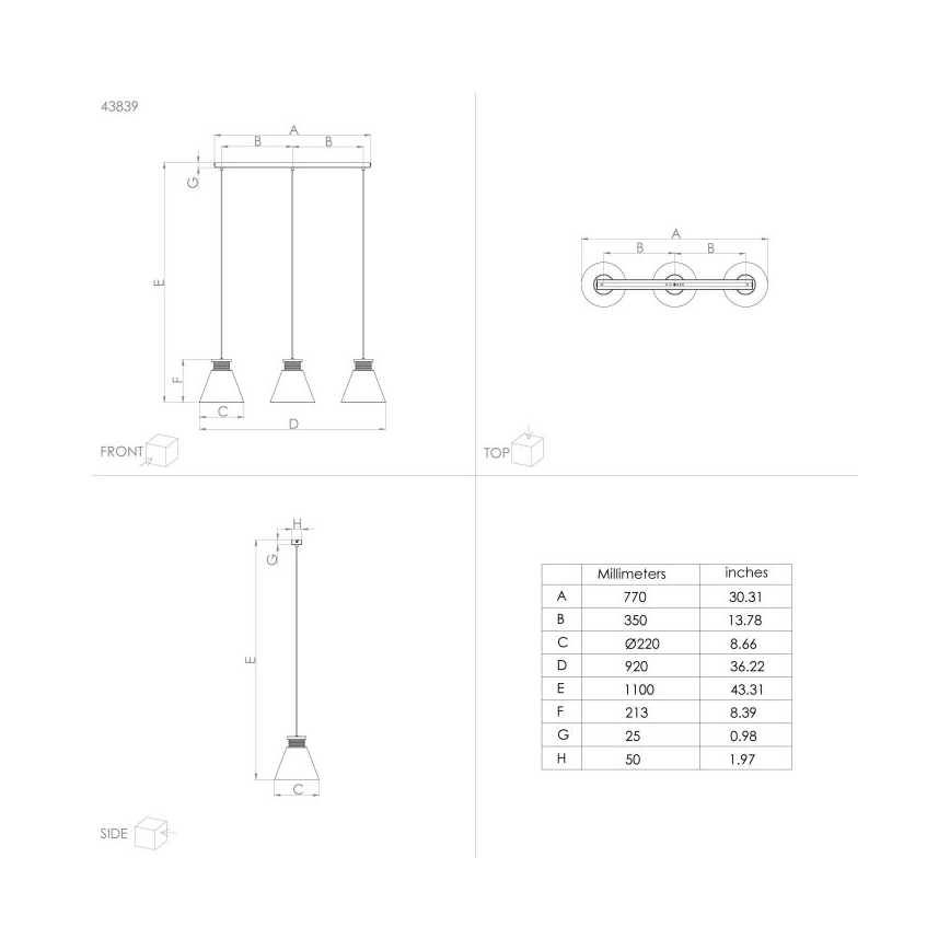 Eglo - Candelabro suspenso 3xE27/40W/230V