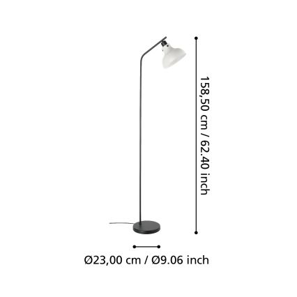 Eglo 43844 - Candeeiro de pé MATLOCK 1xE27/40W/230V