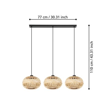 Eglo - Candelabro suspenso 3xE27/40W/230V