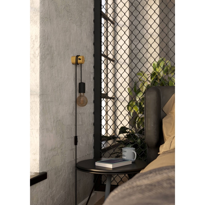 Eglo - Candeeiro de parede 1xE27/13W/230V preto/bege