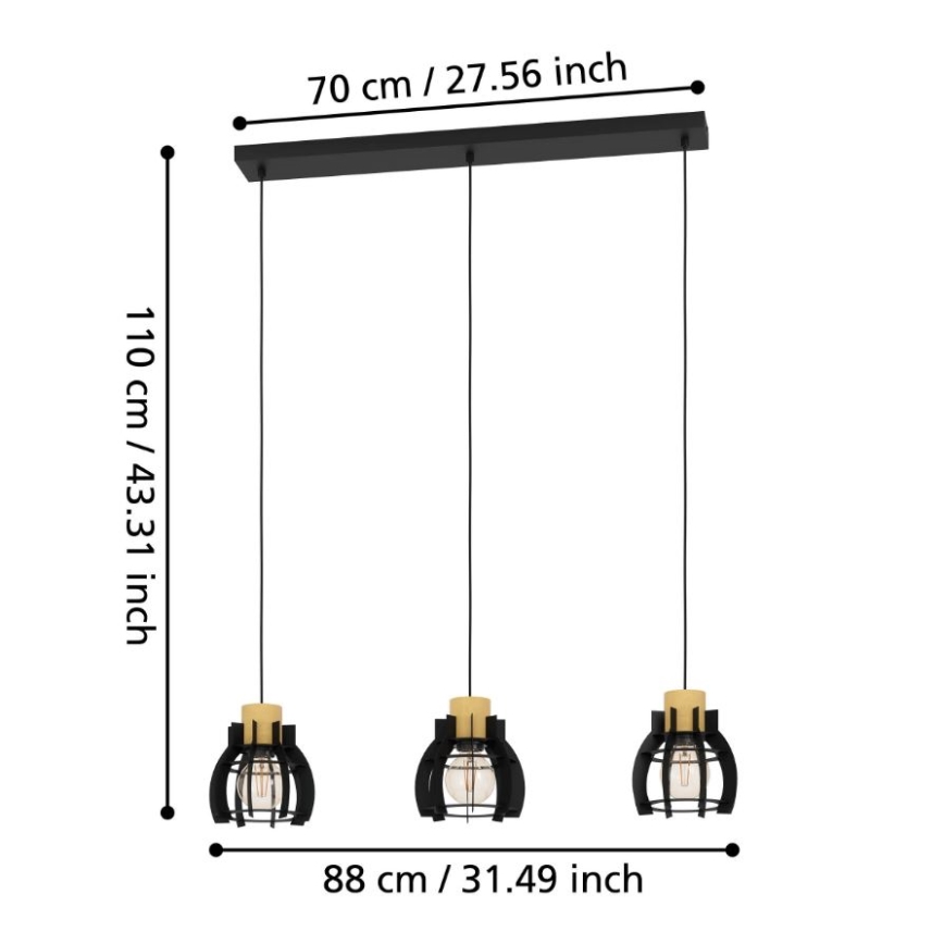 Eglo - Candelabro suspenso 3xE27/40W/230V