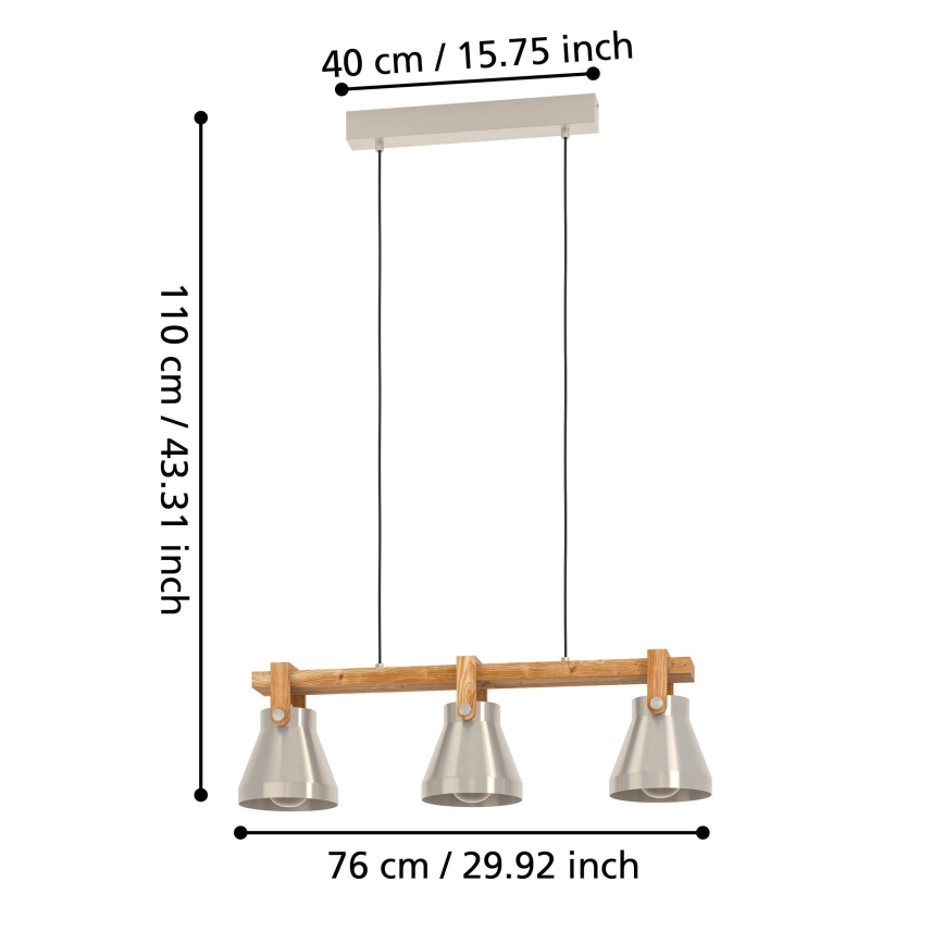Eglo - Candelabro suspenso 3xE27/40W/230V