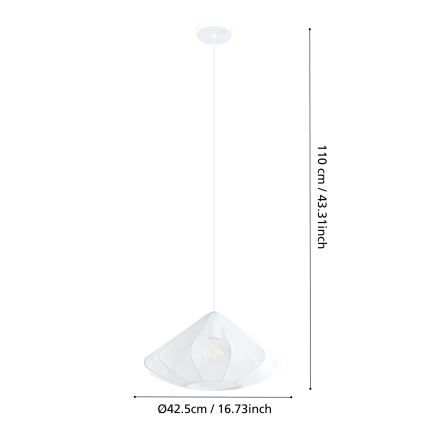 Eglo - Candeeiro suspenso 1xE27/40W/230V diâmetro 42,5 cm branco