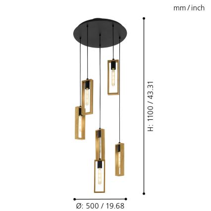 Eglo - Lustre suspenso com cabo 6xE27/60W/230V